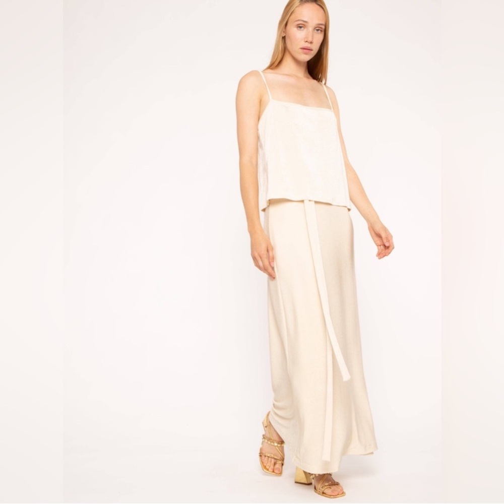 Cream Spaghetti Strap Tank Top & Skirt